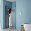 Porte de douche pliante, l 32 po x H 72 po, noir mat, structure stable à surface glissante noire