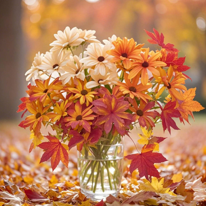 4 pieces of 14 head chamomile, 15.75" long stem artificial flower bouquet, table center decoration, suitable for weddings, families, parties