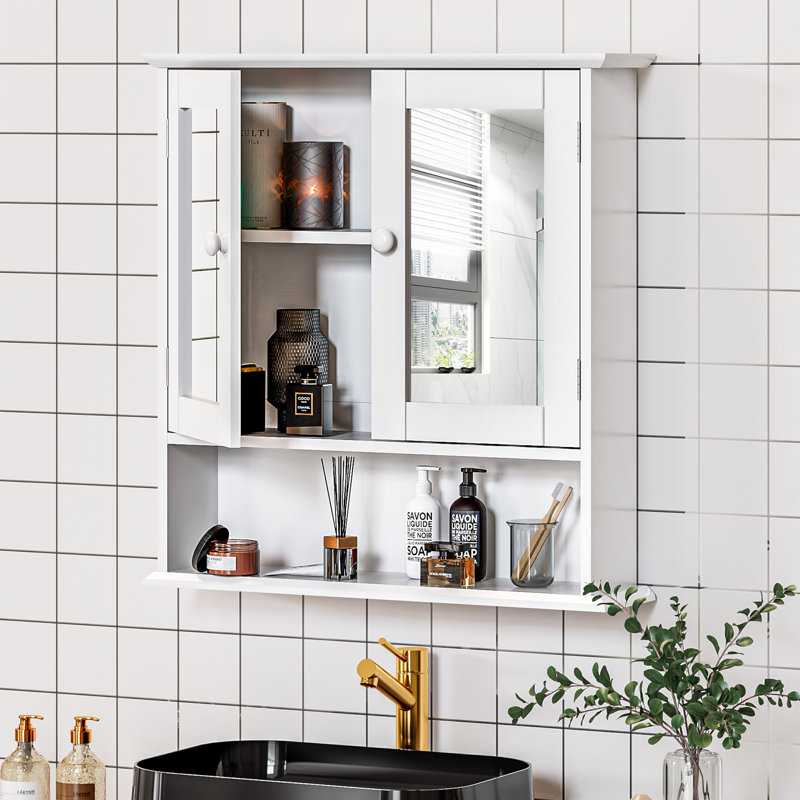 Armoire de rangement murale à miroir