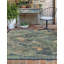 Tapis d'intérieur / extérieur en polypropylène tissé à la machine à motif floral bleu Torence-2052782023