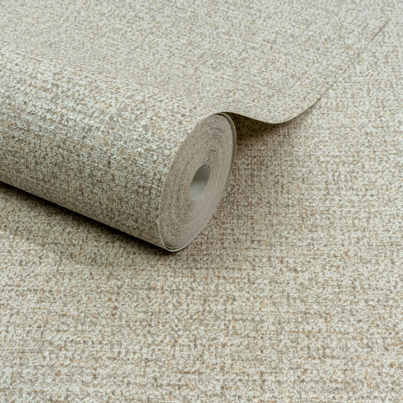 Precious Weaves Collection Textile Plain Wallpaper Roll, Cream