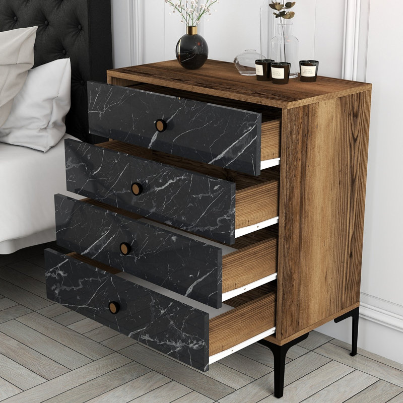 Commode Paucker, Gris foncé / brun