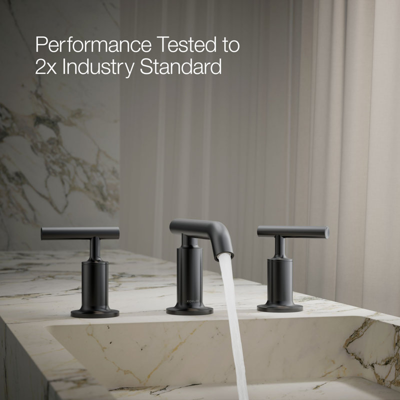 Purist Widespread Bathroom Faucet with Drain Assembly, Matte Black