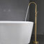 Robinet de baignoire sur pied en or brossé avec douchette portative - Robinet incurvé, style classique, vanne à cartouche, poignée de transport, monotrou.