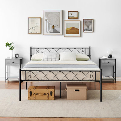Platform Bed Frame with Headboard, Heavy Duty Mattress Foundation with Metal Slats Support, No Box Spring Needed, Under Bed Storage