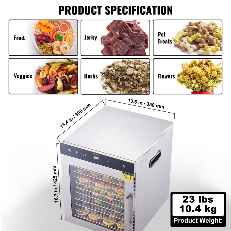 VEVOR 10 Trays 800W Food Dehydrator
