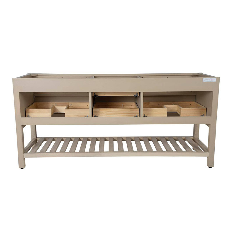 Meadowbrook 72'' Double Bathroom Vanity with Quartz Top, Light Oak