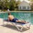 Kozyard Outdoor Chaise Lounge Chair, Full Flat Adjustable Patio Lounger With Aluminum Frame & Resin Legs, Textilene Fabric For Poolside, Backyard & Beach (Navyblue, 2Chairs With Table)-126526525