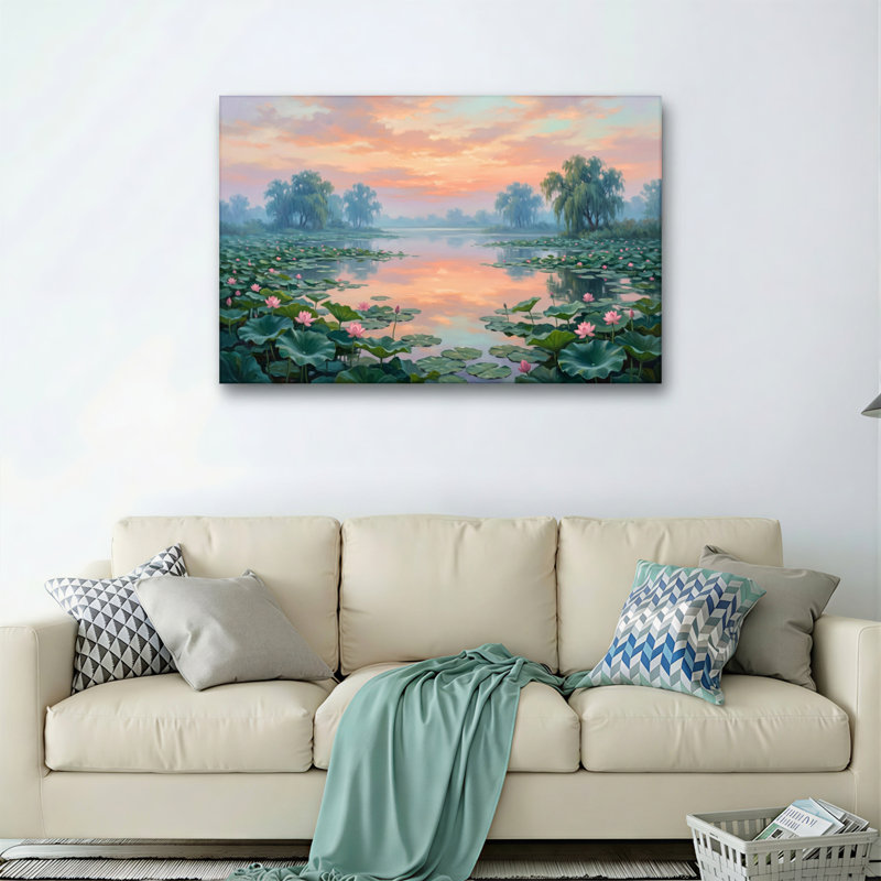 Ensemble de 1 tableau sur toile Nénuphar, H 16 po x l 24 po, Toile tendue