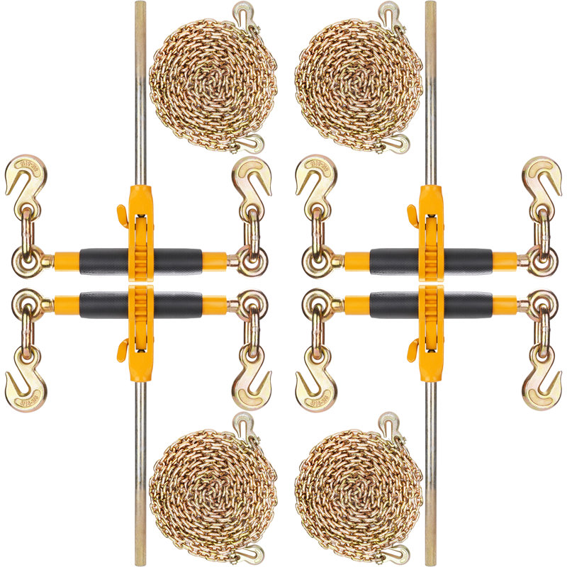 Ratchet Chain Binder, 5/16"-3/8" Heavy Duty Load Binders, with G80 Chains 7100 lbs Secure Load Limit