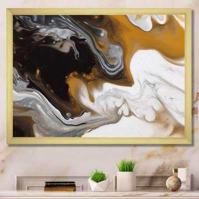 Reproduction d'art sur toile dorée et marbrée noire IV - Fractals