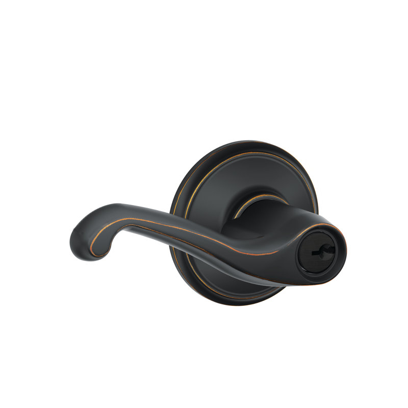 Flair Lever Single Cylinder Keyed Entry Storeroom Lock, Aged Bronze, Left Hand, Yes