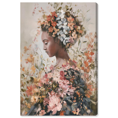 «Blossoming Contemplation», reproduction d'art sur toile, art mural glamour par Art Remedy, 24 x 36