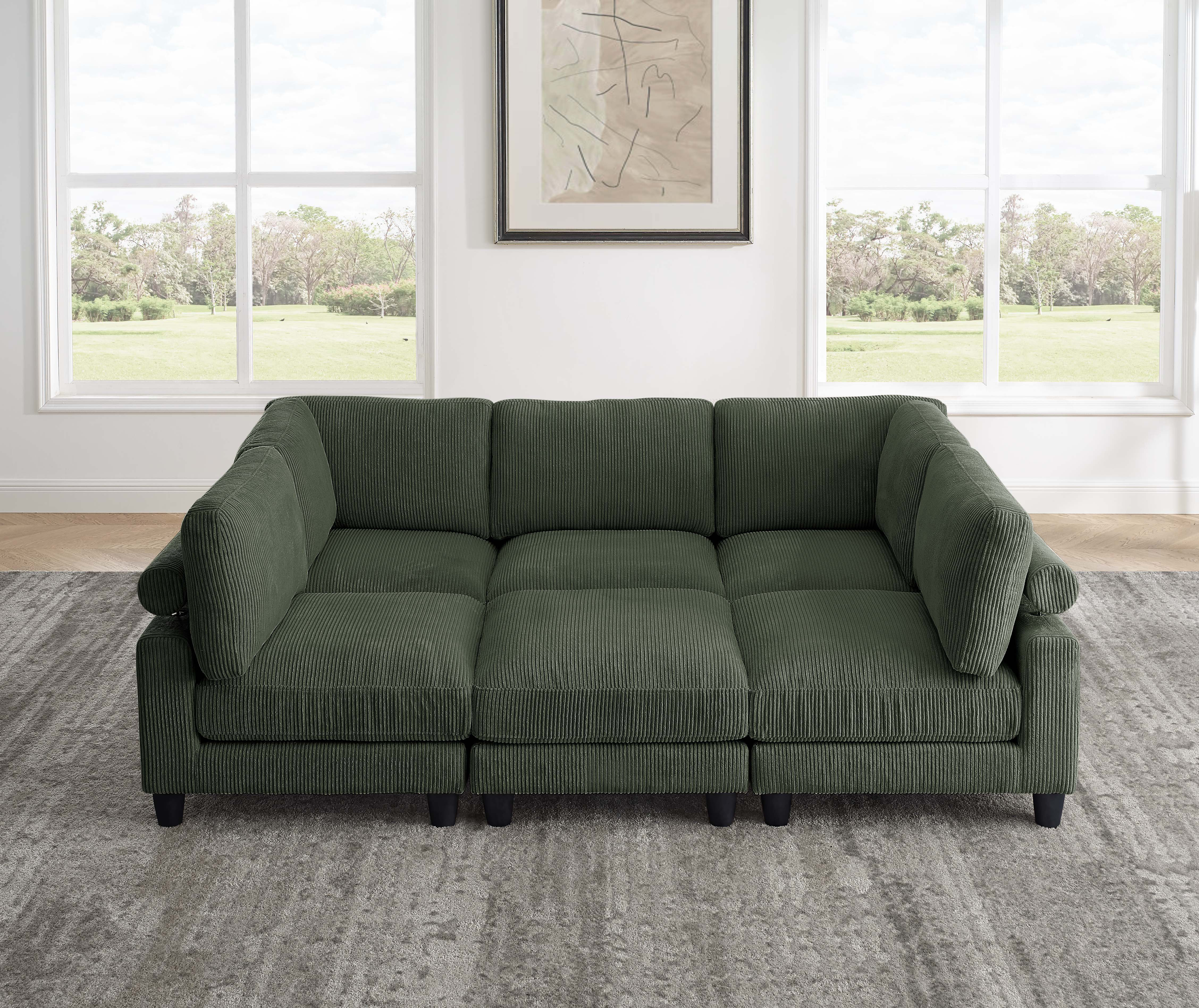 Green Wade Logan® Avaah Reversible Modular Corner Sectional with Ottoman & Reviews | Wayfair
