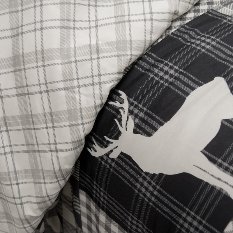 Gray Reversible Microfiber Full Comforter Set with Deer Motif