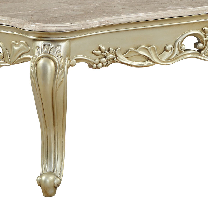 Table basse, plateau en marbre naturel et finition ivoire