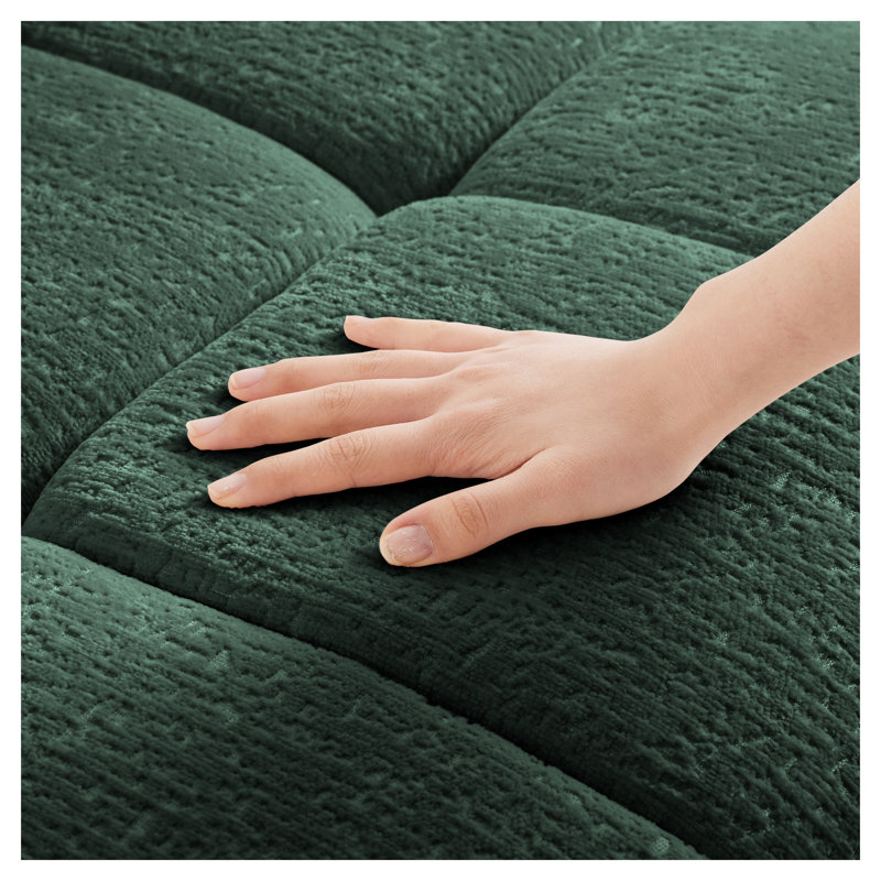 Ensemble de canapé modulaire en chenille capitonné 2 places Forest Forest avec repose-pieds et coussins décoratifs pour le salon