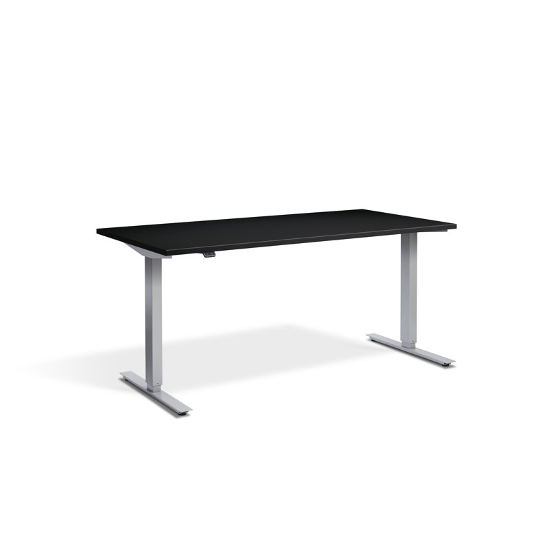 Aarifah Adjustable Metal Base Standing Desk, Silver, 70cm H x 160cm W x 80cm D, Black