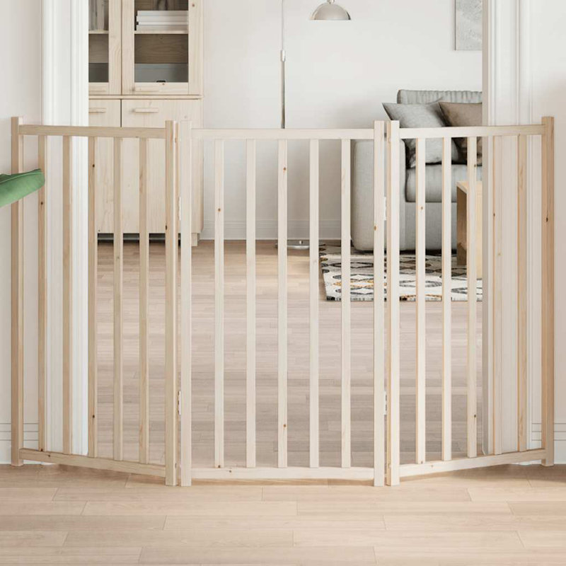  Ensemble de barrière pour chien pliable en bois de sapin massif 59,1 po