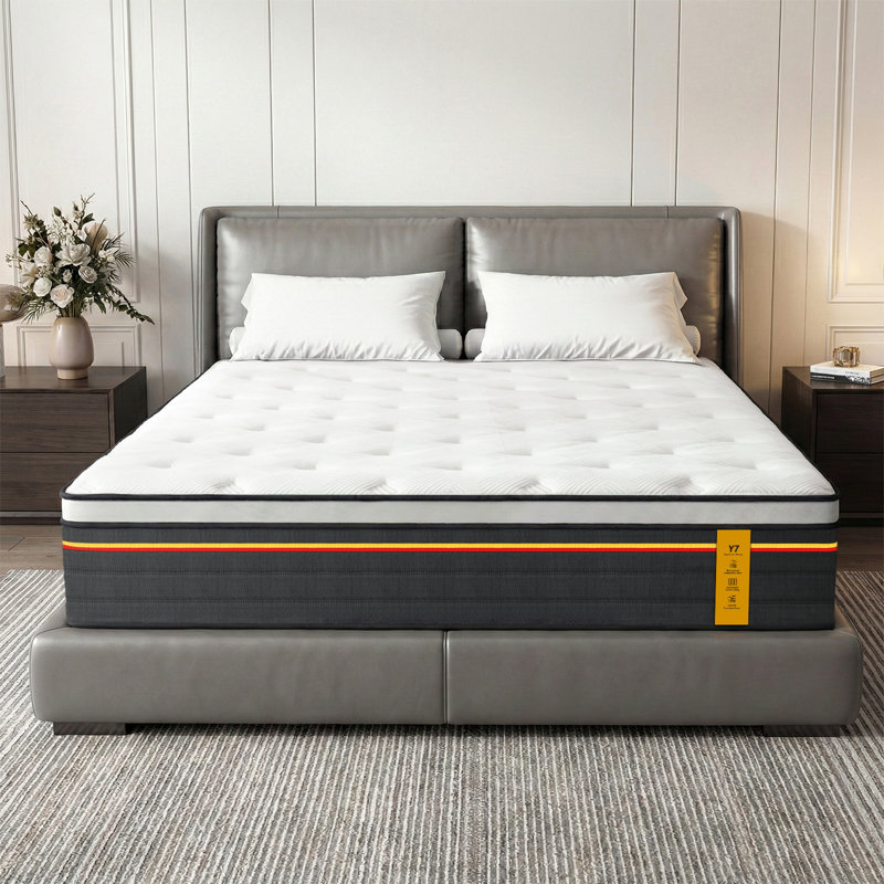 Queen Mattress 12 Inch Hybrid Mattress In-A-Box With Pocketed Coils & Cooling Gel Foam,Easy Setup,Pressure Relief & Motion Isolation, Certipur-US Certified