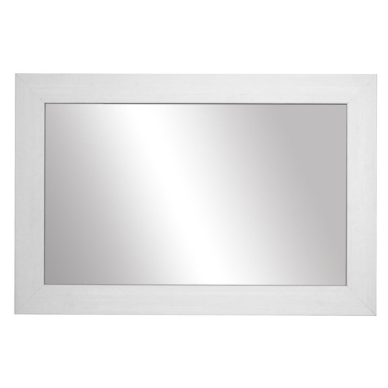Shmuel Wood Framed with Safety Backing Ideal for Bathroom / Vanity Mirror, 20" x 48", Rustic White