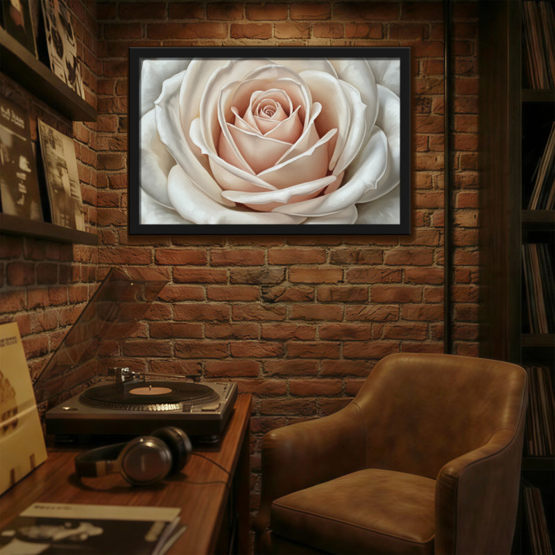 Plantes et fleurs - motif floral rose blanc, H 20 po x l 30 po, Rose