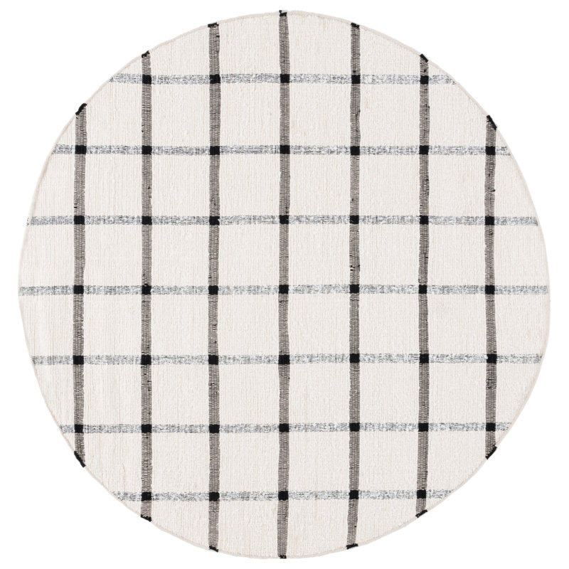 Tapis Montauk 322 ivoire / noir, Rond 6 pi