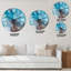 Horloge murale moderne bleue et grise, art abstrait fluide IV-1998504580