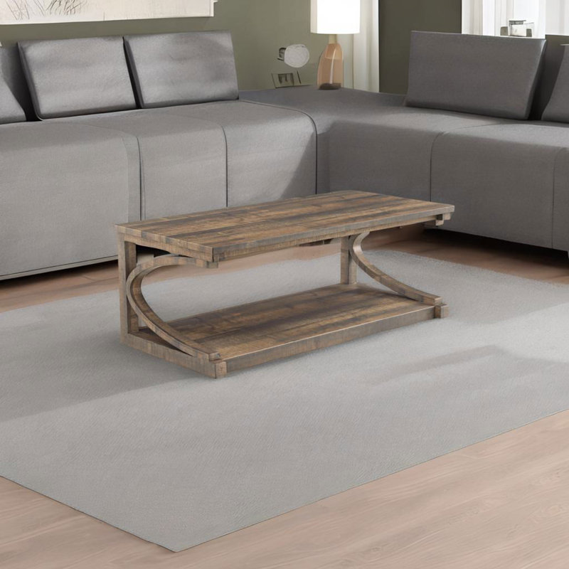 Jamarus Solid Wood Top Single Coffee Table, Brown Wood