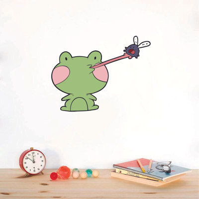 Adhésif décoratif grenouille attrapant des mouches