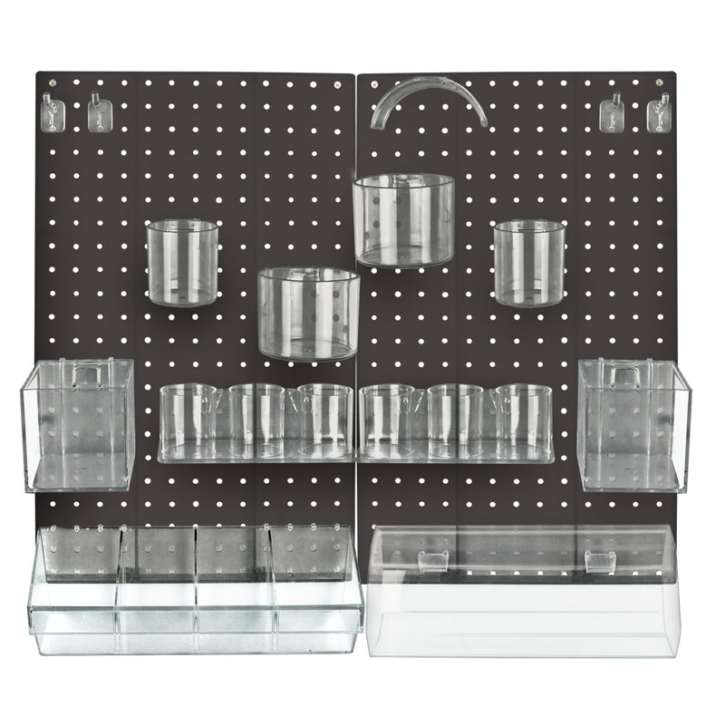 Ensemble de panneau mural perforé 24 pièces Ultimate The Ultimate DIY avec deux panneaux et assortiment d'accessoires (l 2 13,5 po x H 22 po)