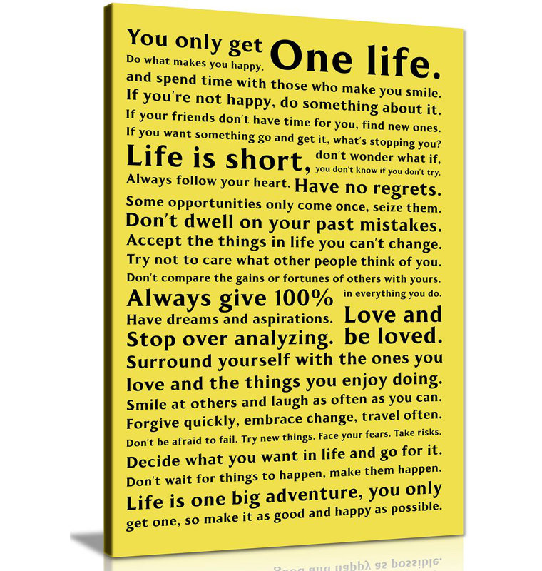 Life Manifesto Quote - Wrapped Canvas Print, 76cm H x 51cm W