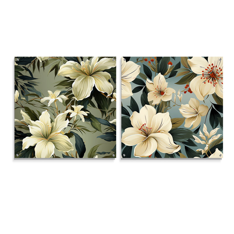 Swansea - ensemble de 2 peintures murales en acrylique tropical bord de mer, H 36 po x l 73 po
