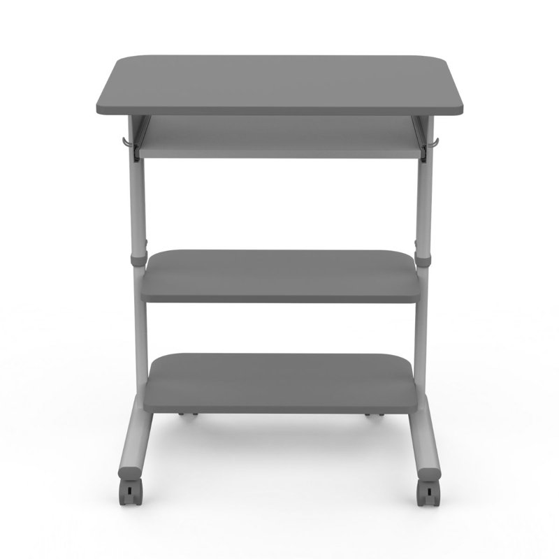 Antum 45.9'' H x 28.4'' W Laptop Cart with Wheels, Dark Gray/Light Gray
