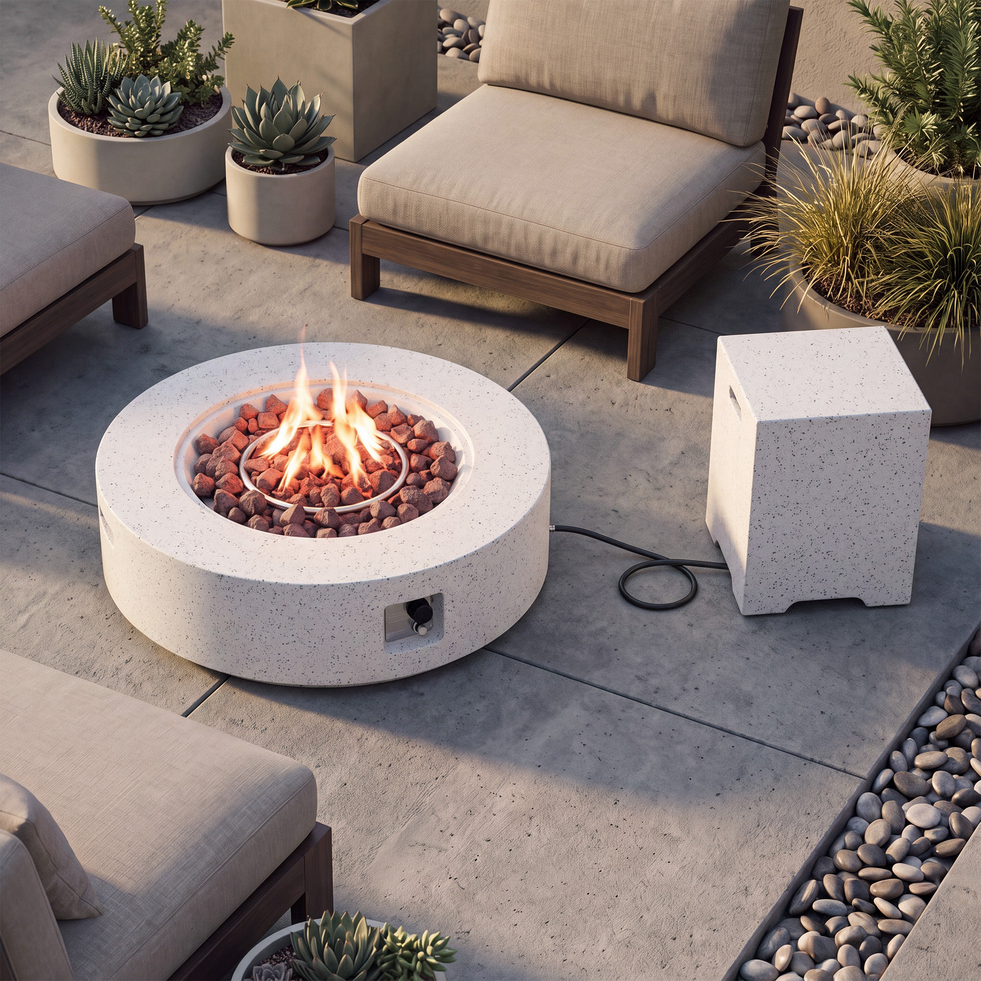 Ebern Designs Shade Concrete Propane Outdoor Fire Pit Table & Reviews | Wayfair