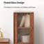 Armoire de rangement en bois massif H 37,4 "avec porte vitrée, 2 tablettes, 2 tiroirs et poignée en laiton Aeleen