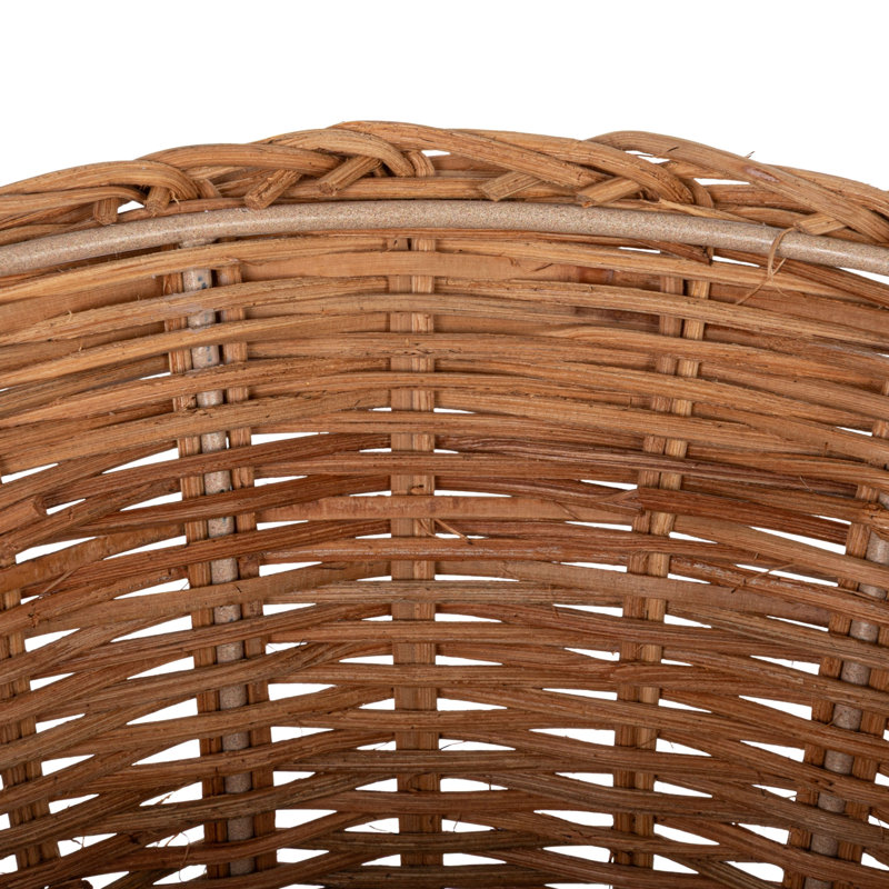 Récipient en rotin tissé à la main avec détails en fer