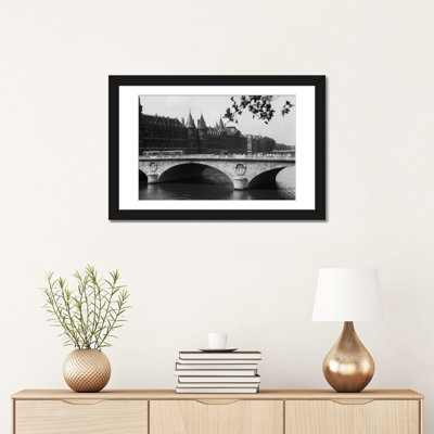 «1930 Hotel de Ville and Bridge on River Paris Paris France», reproduction de photo sur toile tendue