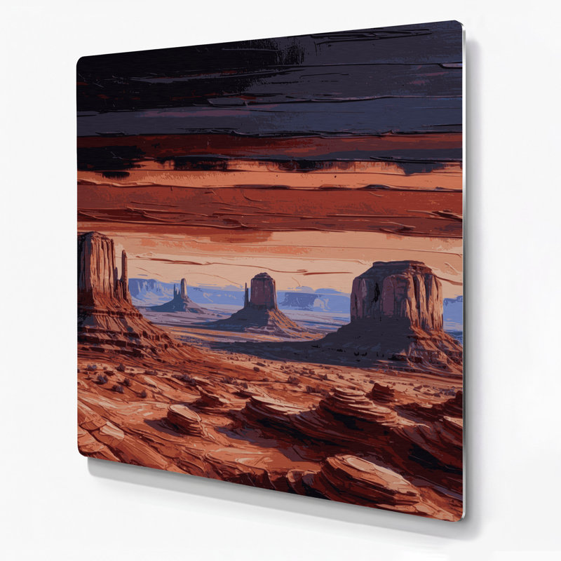 Southwestern Patterns Horizon Layers 215 Brown Metal Wall Art, 12" H x 12" W