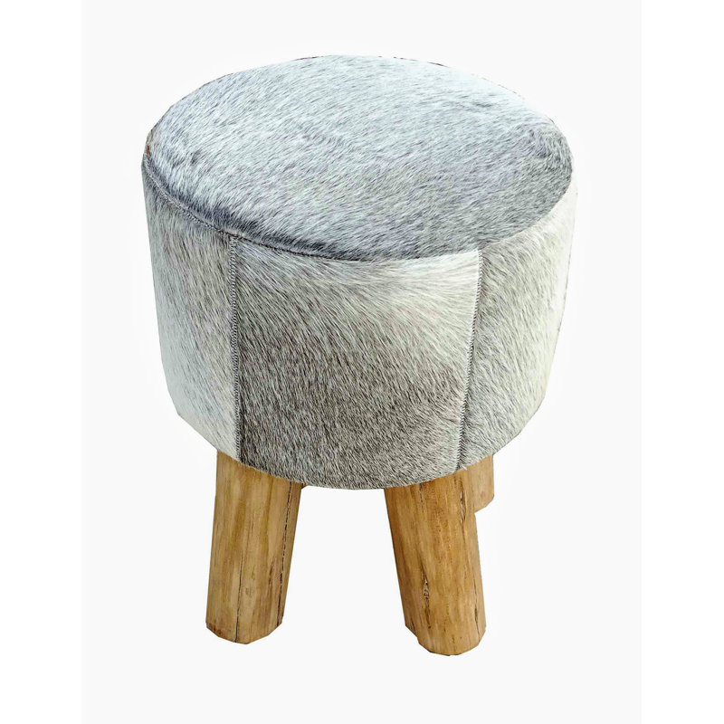 Tabouret JONI en cuir de vache gris