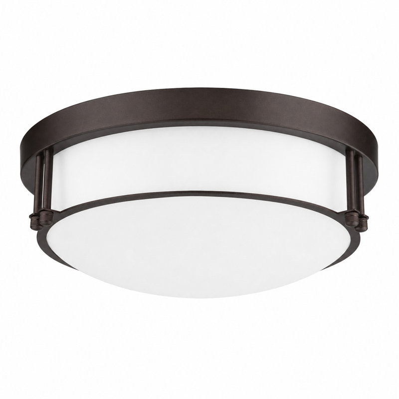 12 Inch 2-Light Modern Flush Mount Ceiling Light With Frosted Glass, Oil Rubbed Bronze, Frosted Glass
