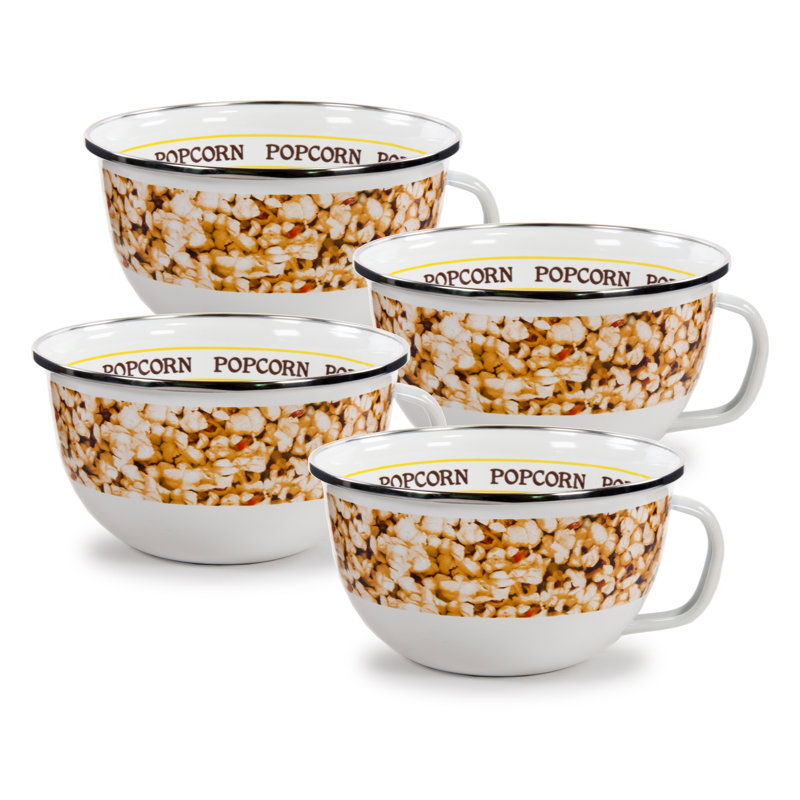 Golden Rabbit Enamelware Popcorn Set of 4 Sharing Bowls