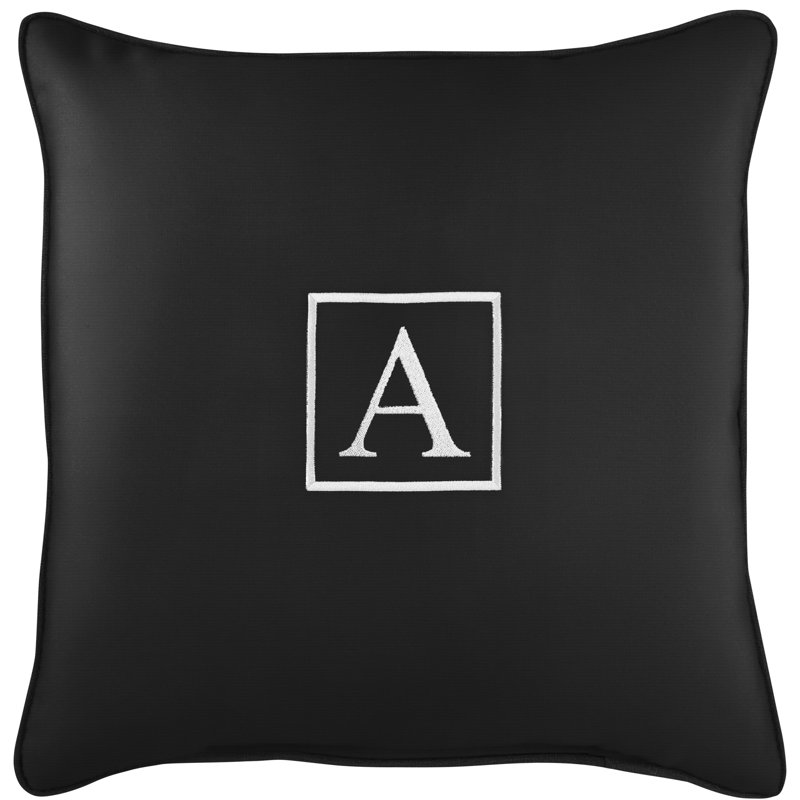 Kettil Embroidered Sunbrella® Outdoor Throw Pillow, Black, A