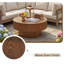 Table basse cylindrique ronde de 31,5 pouces avec rangement dissimulé à couvercle amovible, table de cocktail nervurée en bois massif, table de centre au fini noyer de ferme pour le salon