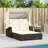 Vidaxl Double Sun Lounger With Canopy And Cushions Poly Rattan-99049255-99049256