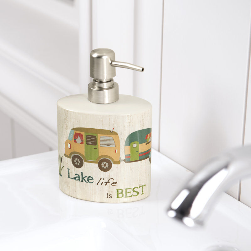 Lake Holiday Beige Ceramic Soap/Lotion Pump with Chrome Finish