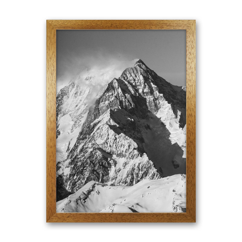 Mont Blanc Moutain by Victoria Frost - Print, Oak Framed, 46cm H x 34cm W x 3cm D
