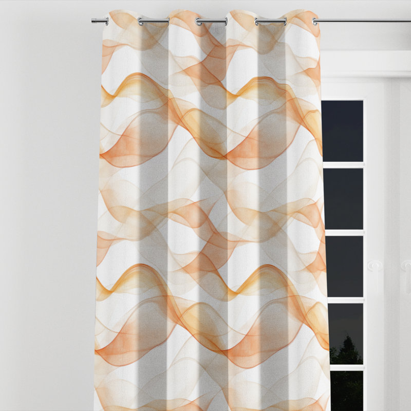 Rideaux abstraits - rideaux à œillets Terra Modern - orange et blanc - 1 panneau, L 52 po x L 90 po, Œillets argentés