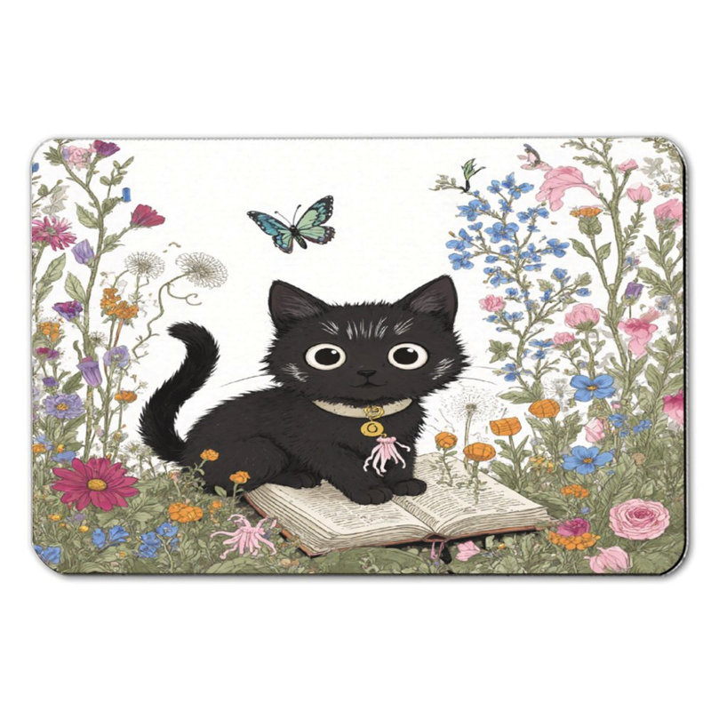 Tapis de bain Black Cat Floral Book, 16 x 24 po