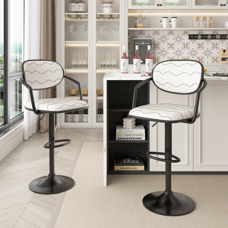 Tabouret pivotant à hauteur réglable Ferriera, Blanc / Blanc